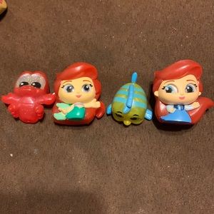 Sebastian, mermaid Ariel, Flounder, and blue dress Ariel doorables